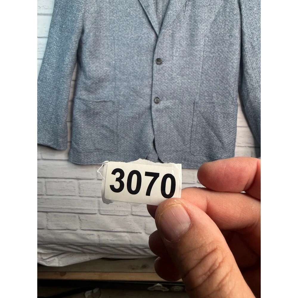 Eleventy Milano Mens Blue Linen Cotton Knit Blazer Jacket 54 IT